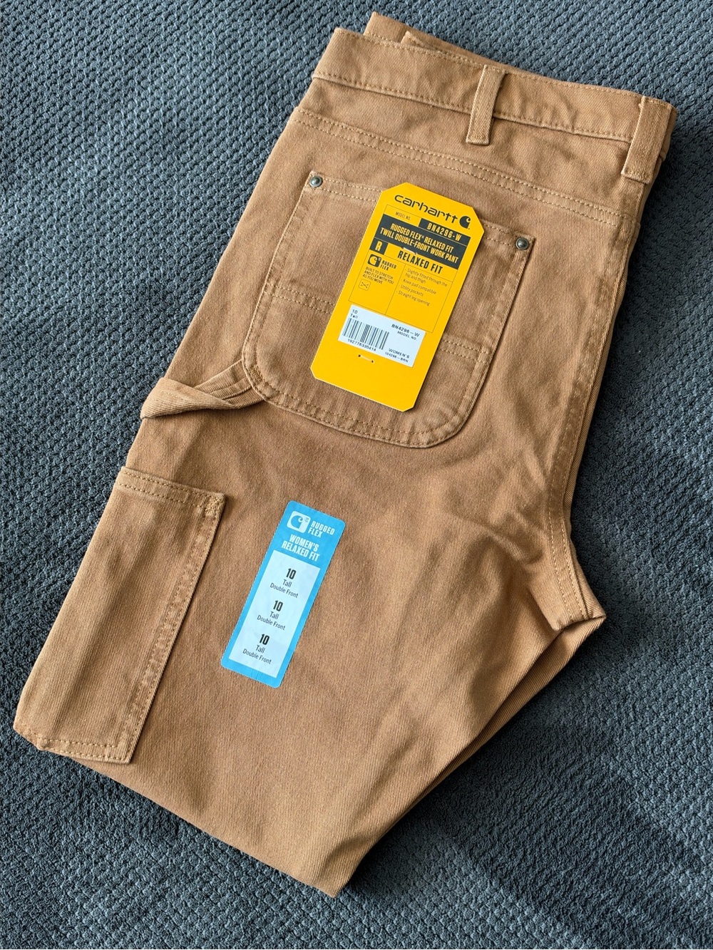 Carhartt Women's Rugged Flex Relax Fit Twill double knee work pants size 10 tall